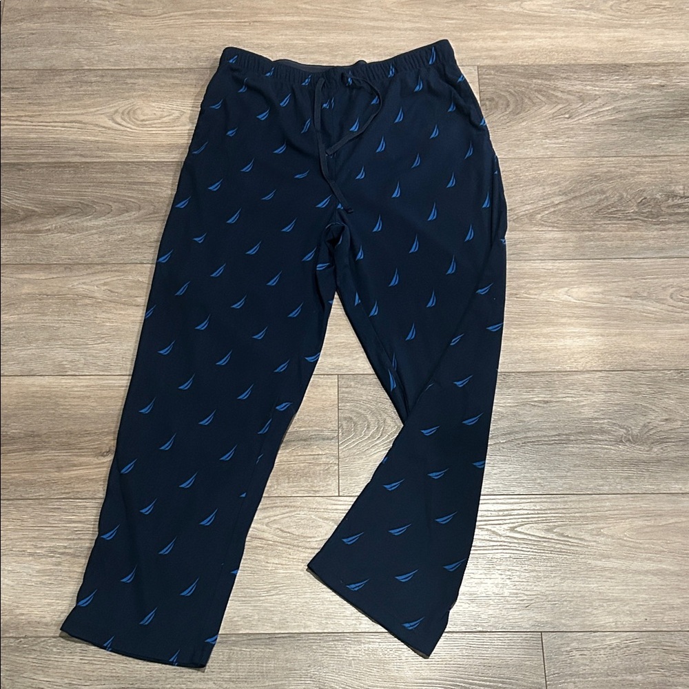 Nautica Men's Dark Blue Sleep Pants with Sailboat Design Size Large